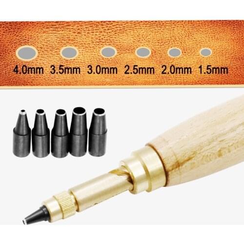 1.5/2/3/3.5/4mm Leather Craft Tools Hole Punches Lacing Stitching Tool Automatic Belts Punch Replaceable Long Mute Rotary Punch