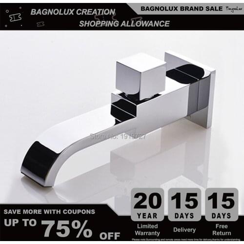 Bath Crane Only Cold Bibcock Spout Filler Faucet New 100% Solid Brass Square Style Chrome Mixer Tap With Waterfall Water Outlet