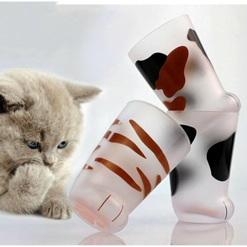 New Creative Cute Cat Paws Glass Frosted Glass Cups Cat Foot Print Mug Office Coffee Mug Milk Glass Cup Kids Breakfast Cup Gift