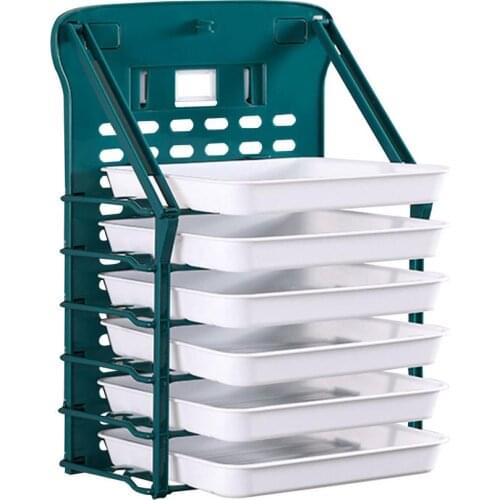 Kitchen Dishes Shelf 6 Layer Foldable Dish Rack Wall Mounted Household Cooking Seasoning Side Dish Storage Rack