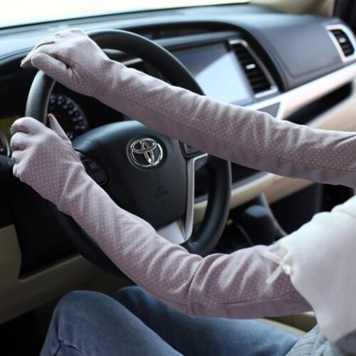 Summer Womens Long Cotton Sunscreen Gloves Thin Breathable Touch Screen Hand Sleeve Arm Guards Driving and Riding