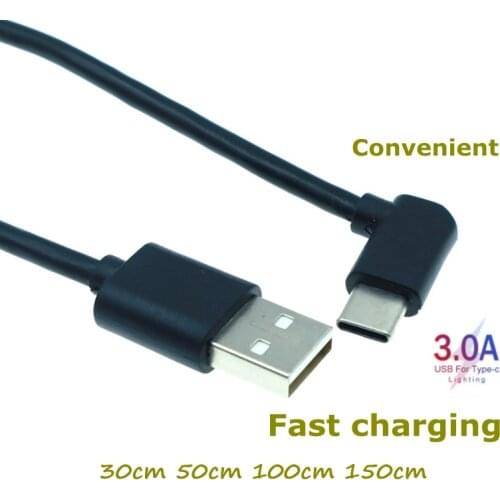 Left and Right Elbow 3A USB C USB 3.1 Fast Charging Cable is Suitable For Huawei Samsung Xiaomi Android Mobile Phone Power Bank