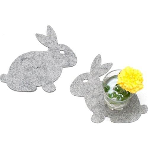 Cute Rabbit Placemat Fabric Coaster Dining Mat Home Kitchen Easter Table Mat Restaurants Hotels Coffee Shop Decorations Cup Pad