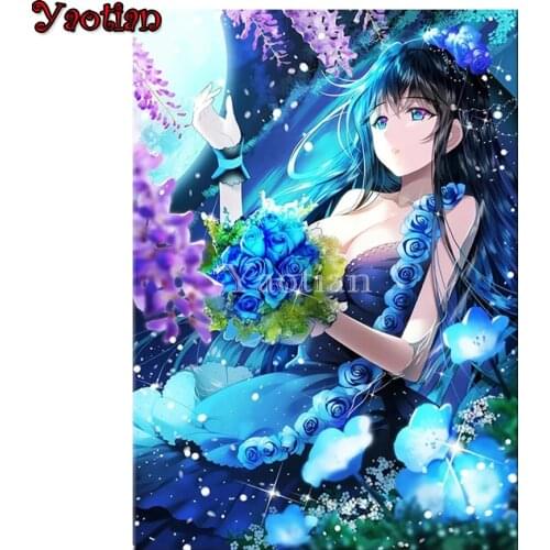 Cartoon princess girl diamond painting full square drill round diamond embroidery kits diamond mosaic Blue rose home art