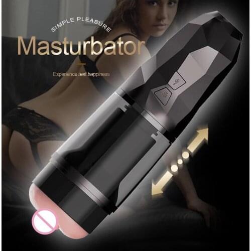Mens automatic telescopic aircraft cup male vocal vibrator masturbation cup simulation silicone vagina sex toy adult product