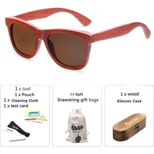 2019 Vintage Polarized Brown Sunglasses for Men,Red Wood Frame Sun Glasses Beach Anti-UV Eyeglasses gafas de sol mujer