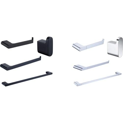 Bathroom Hardware Set Stainless Steel Robe Hook Paper Holder Towel Bar Screwed Wall Mounted