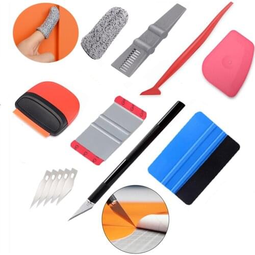 EHDIS Car Window Tint Tool Set Carbon Fiber Squeegee Car Tinting Vinyl Wrap Tool Auto Car Accessories Sticker Film Cutter Knife