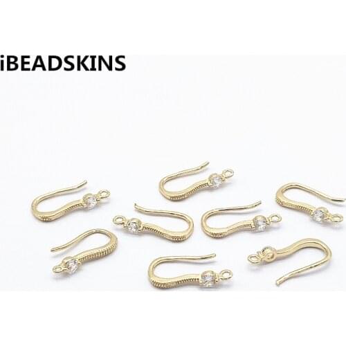 New arrival! 17x3mm 100pcs Copper/Cubic Zirconia Ear hook for Jewelry Earrings parts,hand Made Earrings Findings Jewelry DIY