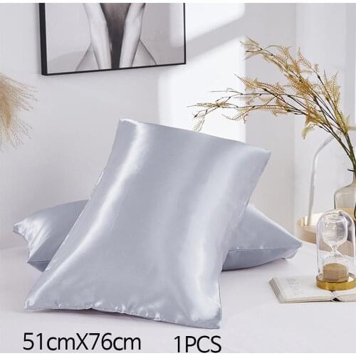 Solid Color Soft Pillowcase 2 Colos Satin Pillow Queen Polyester Cool Standard Silk Multiple Colors Home Decoration