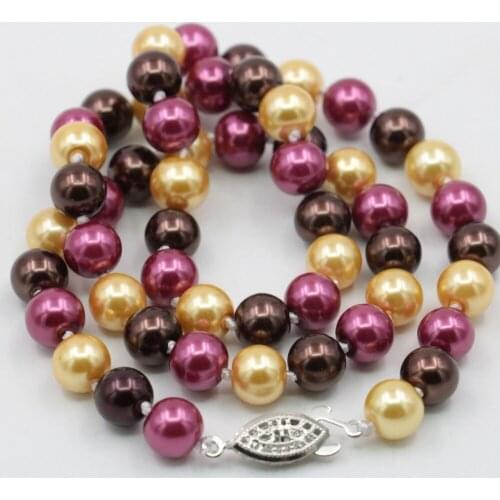 New Fashion 8mm South Sea Multicolor Shell Pearl Necklace Pearl Beads Fashion Jewelry Rope Chain Necklace Natural Stone 18INCH