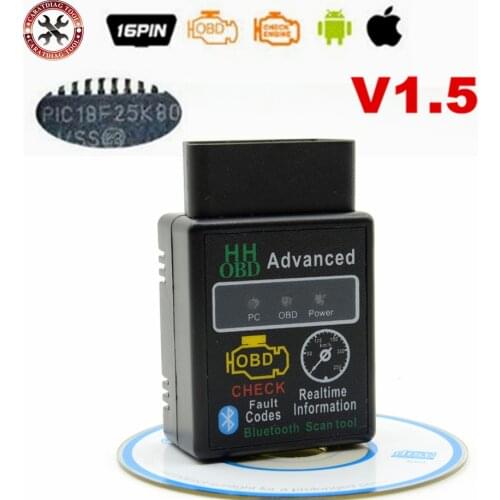 PIC18F25K80 ELM327 BT V1.5 OBD2 Scan Tool Vehicle Fault Code Reader OBDII Scanner Adapter Auto Turn Off Check Engine Light