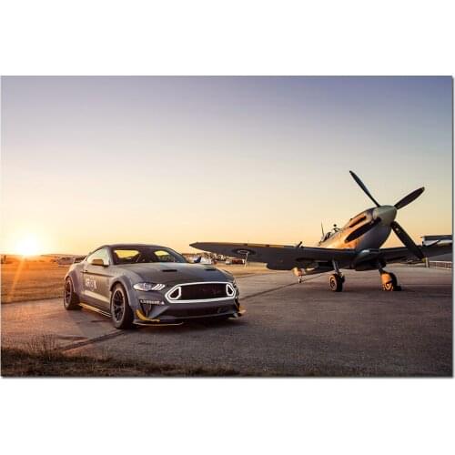 Ford Eagle Squadron Mustang GT Super Car Poster Canvas Cloth Fabric Print Painting for Home Decor Wall Art Picture