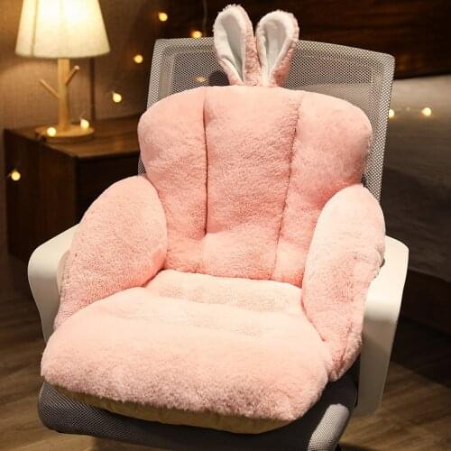 Cute Chair Cushions Plush Semi-Enclosed Seat Cushion With Lumbar Support Non Slip Pain Relief Pillow For Office Chair Home Decor