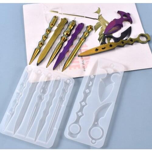 Transparent Silicone Mould Dried Flower Resin Decorative Craft DIY Knife Dart Pendant Mold epoxy resin molds for jewelry