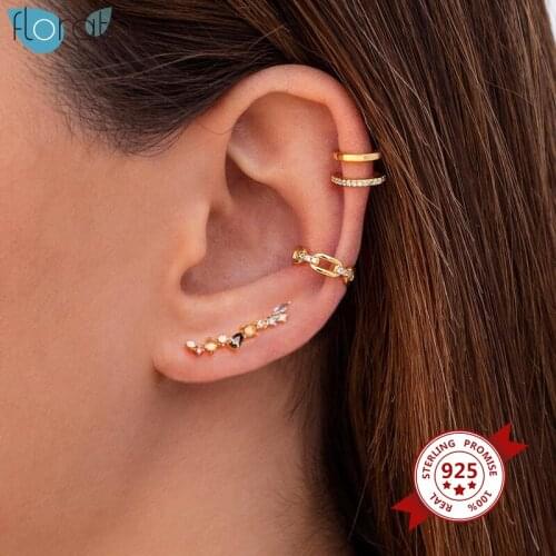 925 Silver Ear Needle Charming Sparkle Crystal Stud Earring Colorful Rainbow CZ Zircon Thread Earrings Party Fashion Jewelry