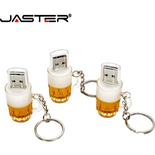 JASTER Creative Beer Glass USB Flash Drive 64GB 32GB 16GB 2.0 Pen Storage Disk Small and Convenient Mini Perfect Birthday Gift