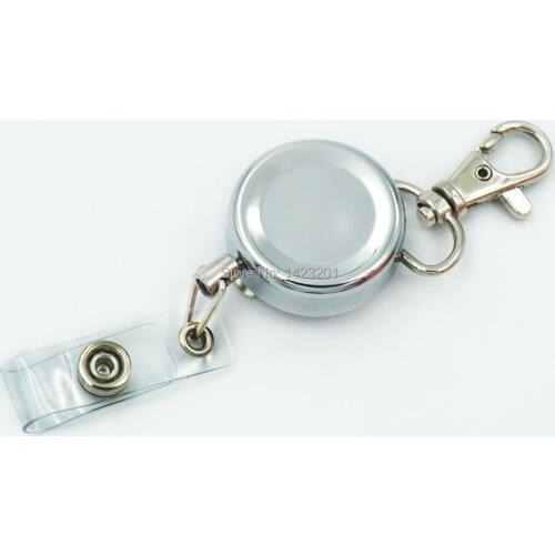 2 Pcs / Lot 30mm Reel Retractable Keyring Chain Pull Key ID Badge + Swivel Clips style A for Metal Rope lanyard Carabiner Clip