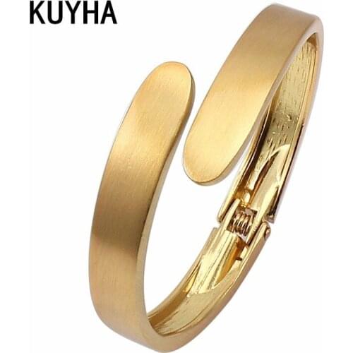 High Quality Open Cuff Bracelets Simple Gold Color Adjustable Bangles Personal Custom Logo/Name Luxury Feminina Jewelry