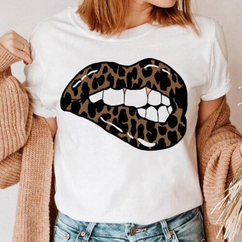 Women Graphic Leopard Printing Clothing Top Print Clothing 90s T Shirt Female Tee Ladies Short Sleeve Cartoon T-shirt