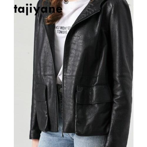 3xl Size Plus Real Genuine Leather Women Jacket Sheepskin Coat Vintage Hooded Short Moto Female Coats PY0218 WPY354