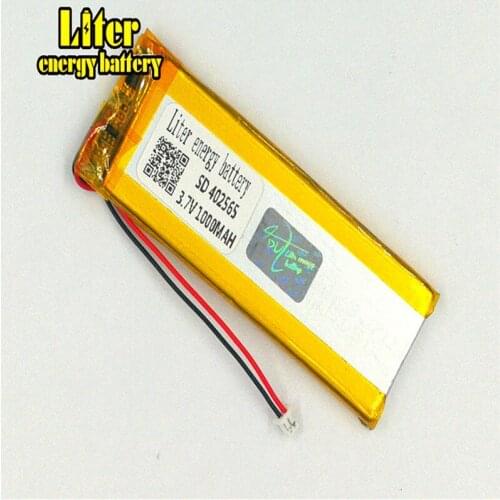 1.25MM 2pin connector 3.7V 402565 1000mAh Polymer Lithium Li Ion Rechargeable Battery Durable For Tablet Pc Power Bank E-book