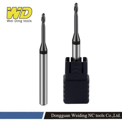 1pcs CNC carbide ball nose R0.2 0.3 0.5 R1 milling cutter long neck cutting long neck End mill deep milling cutter round cutters