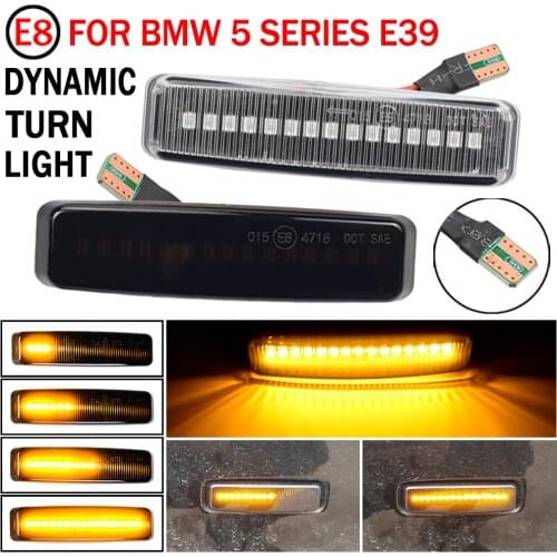 2pcs Dynamic LED Blinker Side Marker Turn Signal Light Lamp For BMW serie 5 E39 M5 1998-2003