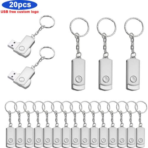 20pcs/lot new USB Flash Drive 64GB Metal Steel Pen Drive 32gb memory memori cel usb stick High Speed Pendrive Key u disk gift
