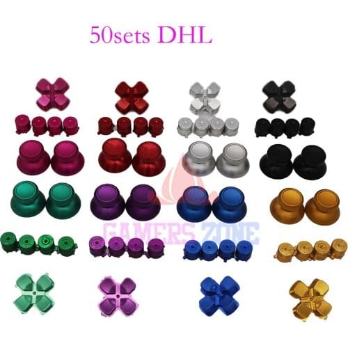 50sets Metal Analog thumbsticks Sticks + Bullet Action Buttons For PS4 Controller D Pads