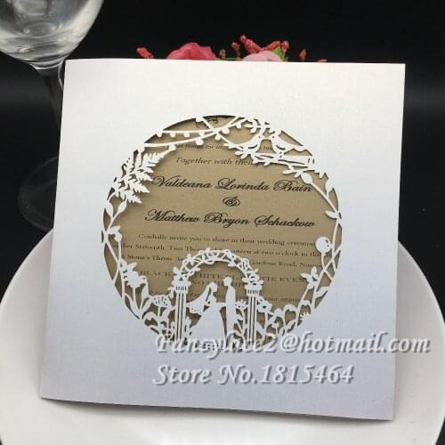 50pcs Wedding & Engagement Paper Laser Cut Wedding Invitations Cards,Customizable Invitation Event & Party Supplies