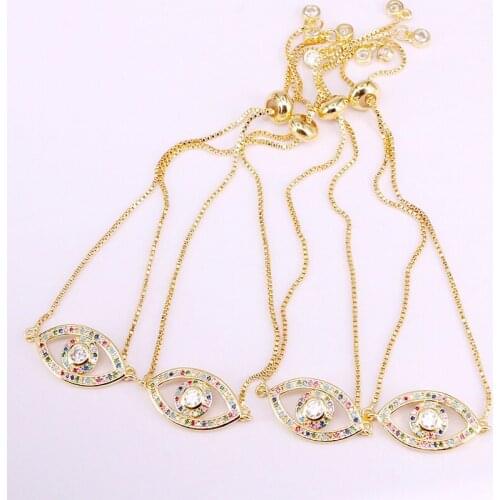 6PCS, Hot Fashion Rainbow CZ Eye Adjusted Bracelet Classic Jewelry For Women