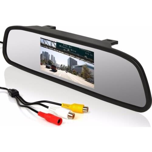 12V-24V 4.3 inch Car Truck Video Monitor Auto Rear View Mirror LCD Screen Universal Mount Clip-On Mirror for Backup Camera