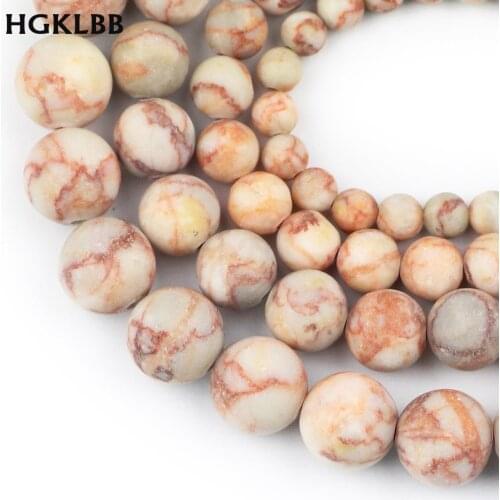 HGKLBB Natural red grid Stone Matte Spacer Beads For Jewelry Making 6 8 10 12m Strand 15'' DIY Necklace Bracelet Accessories