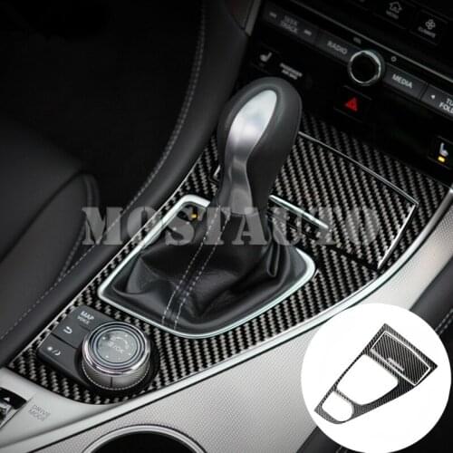 For Infiniti Q50 Carbon Fiber Center Console Gear Box Frame Cover Trim 2013-2020 2pcs Car Accessories Interior Car Decor