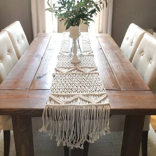 Bohemian Woven Table Runner With Tassels Macrame Table Runner Wedding Decoration Handmade Tapestry Home Decor