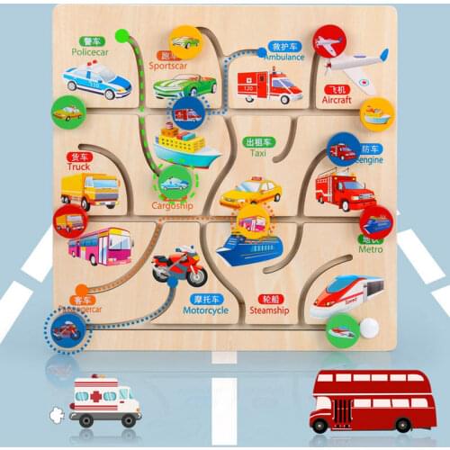 Wooden puzzle maze runner Walking Game Slide Jigsaw Board Animal Digital Shape Match Interactive Game Early Educational Toy