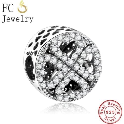 FC Jewelry Fit Original Brand Charms Beads Bracelet 100% 925 Sterling Silver Four-leaf Clover Bead Reflexion Making Berloque
