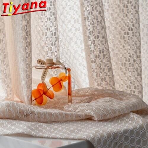 French Woven Curtains for Living Room Nordic Simple Hollow Gauze Window Drapes for Balcony Japanese Art Hemp Tulle INS #VT