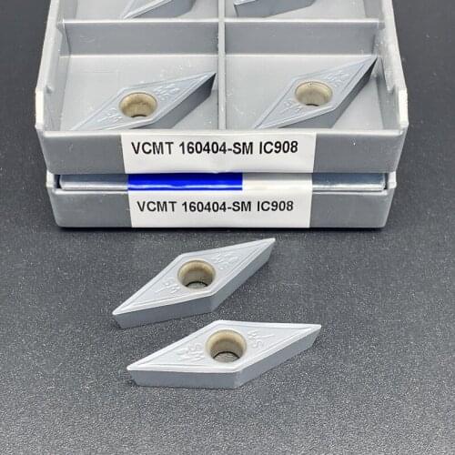 10PCS Carbide Inserts VCMT160404 SM IC907 Cutting Blades VCMT160408 SM IC907 IC908 Internals Turning Tools CNC Lathe Cutter Tool