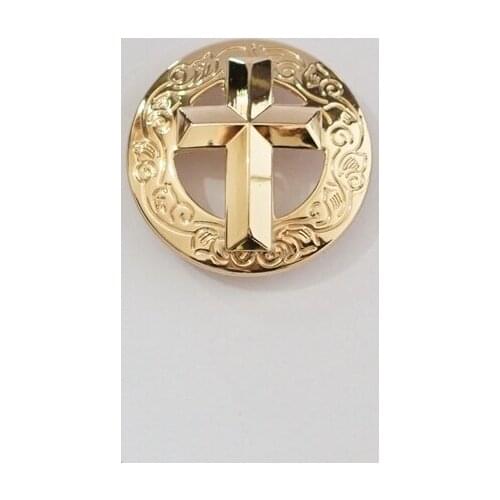 KB601) Wholesale 50pc 1-1/8'' Western Christian Cross Button Saddlery Belt Button Gold