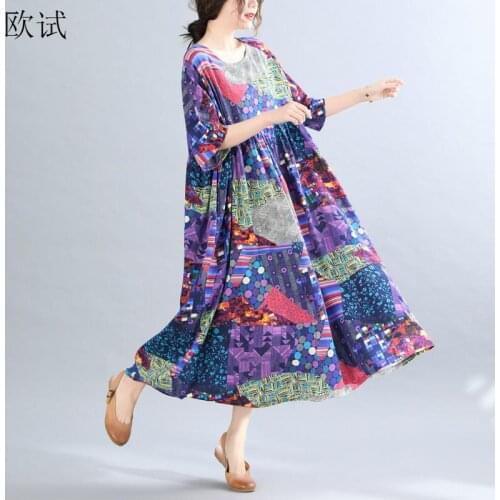 Plus Size Summer Long Dress Cotton Ladies Dresses for Women 4xl 5xl 6xl Beach 2021 Oversized Korean Casual Dress Robe Femme