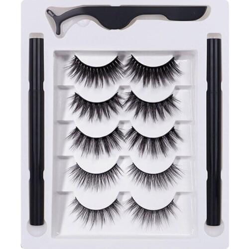 Magnetic Eyeliner With 5 Pairs Eyelashes Set False Lash And Eyeliner Kit Self Adhesive False Eyelashes