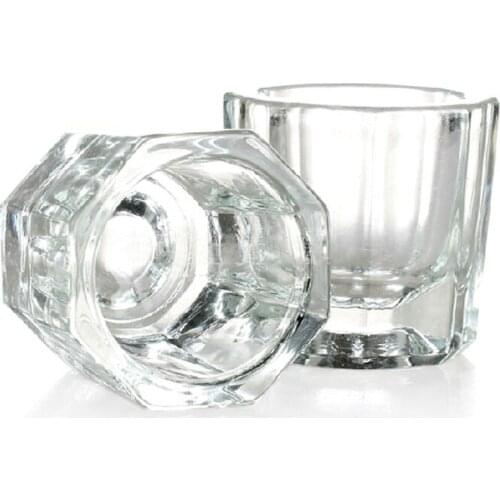 Small Crystal Glass Cup For Acrylic Nail Art Tool Equipment Tool Set Clear Transparent Bowl Dish Storage Powder Liquid Glass Cup