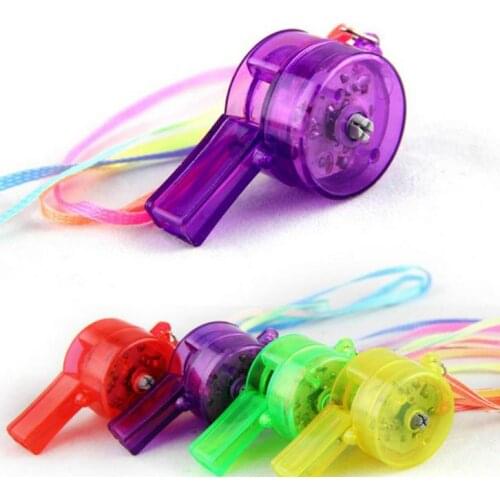 Flashing LED Whistle Blinking glowing Luminous Whistles With Rainbow Necklace Rock Party Toy Gift concert fan atmosphere props