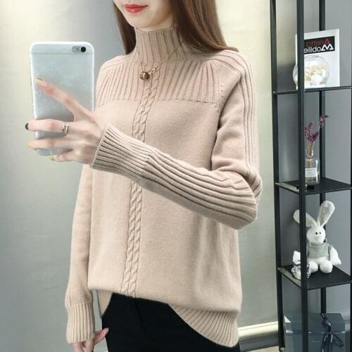 Fashion Turtleneck Knitting Tops Women Autumn Winter 2021 Plus Size Keep Warm Thicken Jumper Red White Pullover Sweater Female