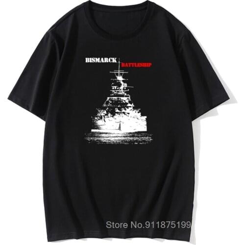 Mens Wehrmacht Bismarck Battleship T Shirts Premium Cotton Tops Tee Casual Camisas Vintage Tshirts Winter Tops T Shirts