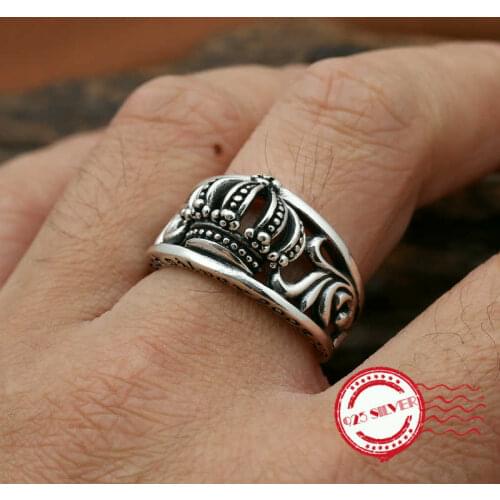 S925 Sterling Silver Mens Rings Fashion Retro Personality Punk Style Six Words Style 2018 New Style Gift for Lovers