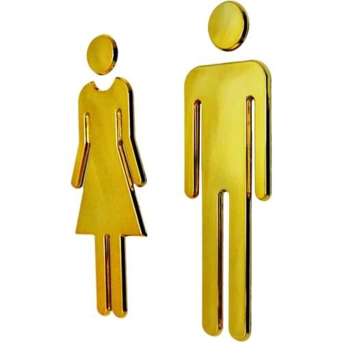 Set Acrylic Self Adhesive Toilet Sign WC Bathroom Restroom Entrance Indicator Direction Board, Men & Women
