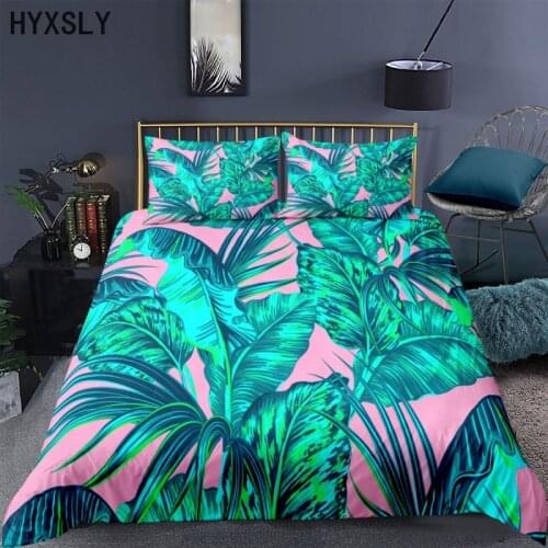 Nordic Style Spring Summer Bedding Set Green Leaves Quilt Pillow Case Duvet Cover Bedclothes Plants Bed Linen Print Home Textile